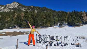 Wander-Kathi bei einer geführten Schneeschuhtour